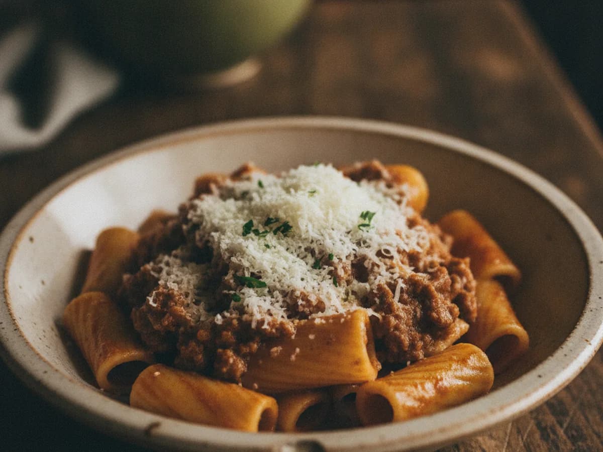 Maccheroni al ferretto mit Sugo und Pecorino