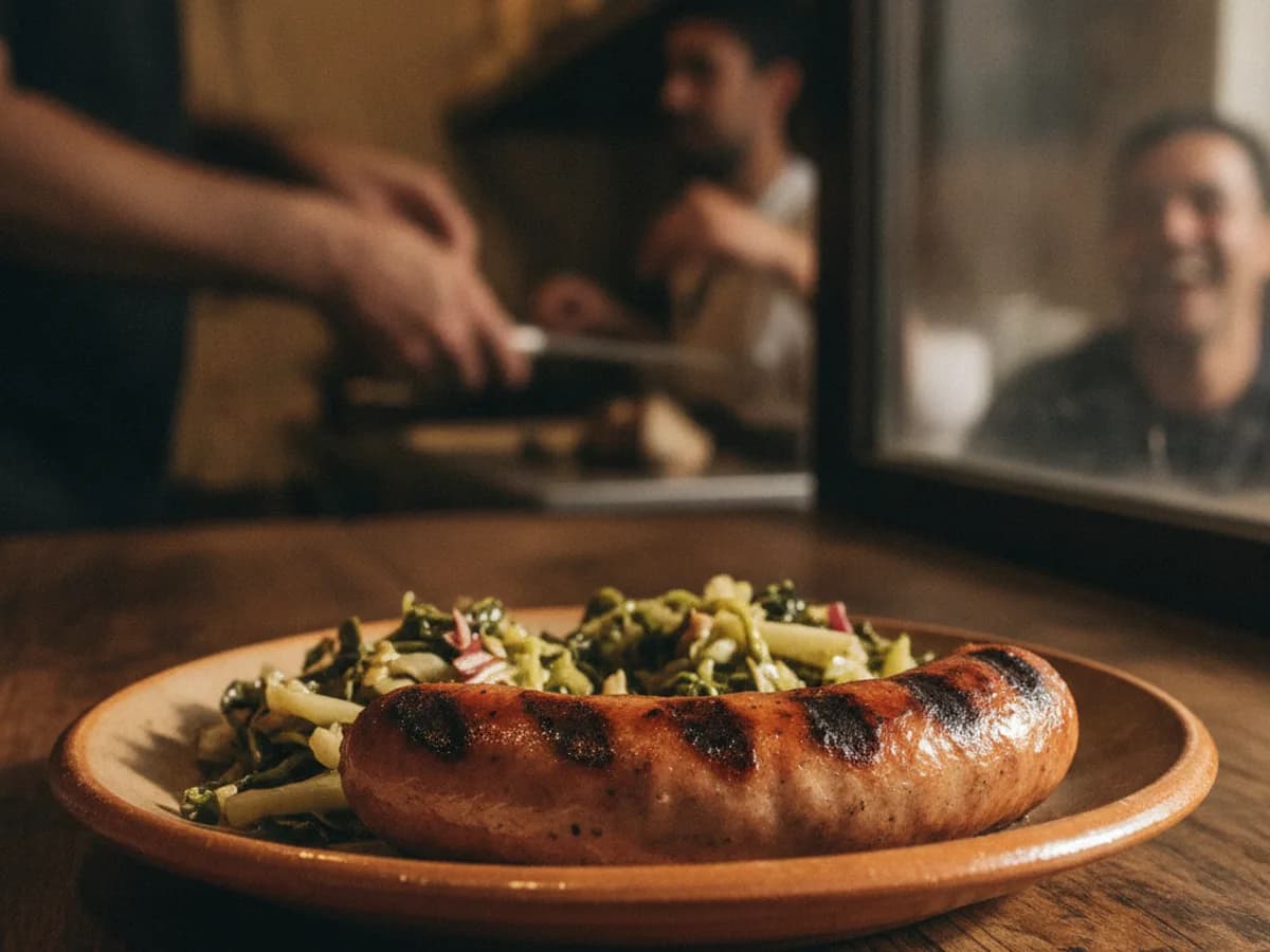 Salsiccia alla brace mit Cima di rapa